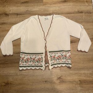CL Women's Cream Floral Button-Up Cardigan